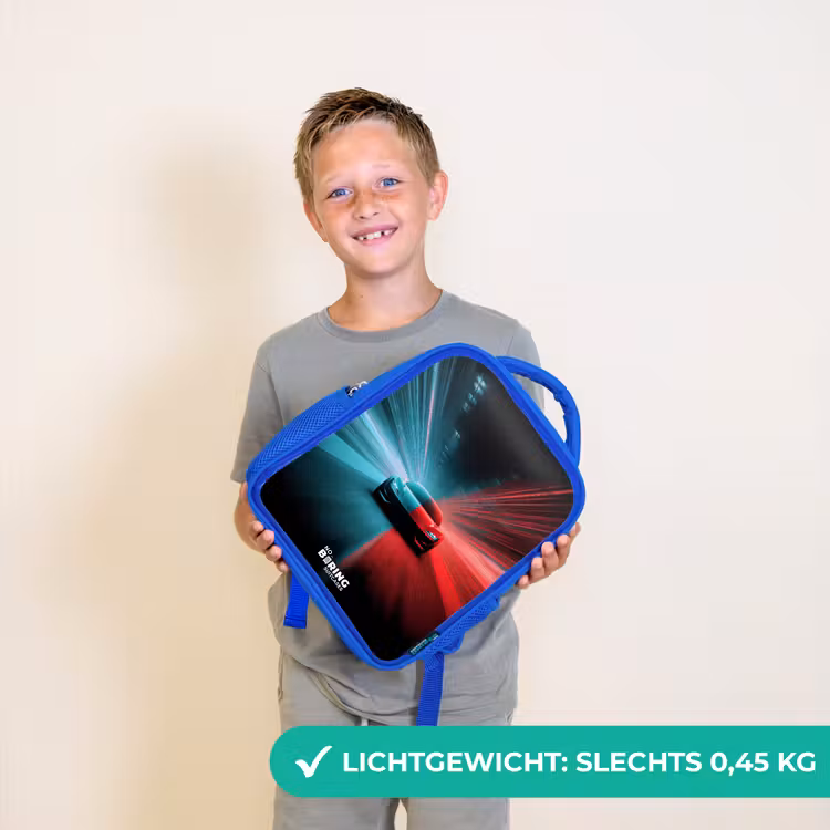 Kinderrugzak - Blauw - Sportwagen - Lichtstralen - Neon - Blauw — 2