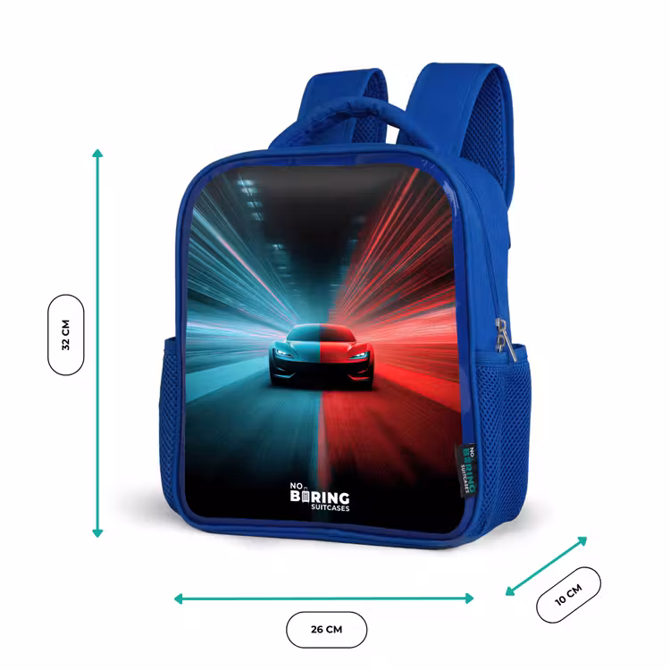 Kinderrugzak - Blauw - Sportwagen - Lichtstralen - Neon - Blauw — 5