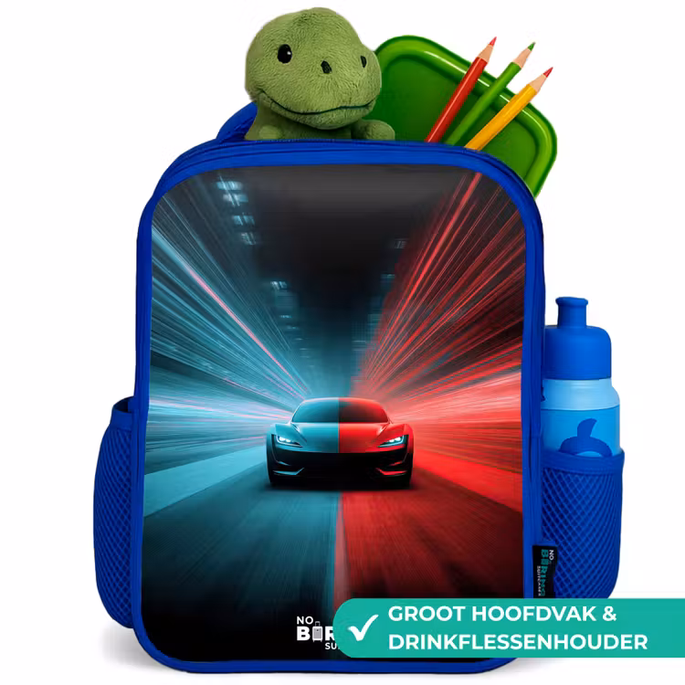 Kinderrugzak - Blauw - Sportwagen - Lichtstralen - Neon - Blauw — 6