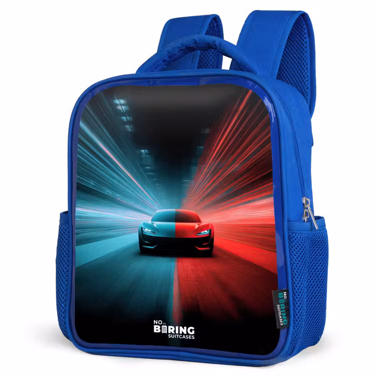 Kinderrugzak - Blauw - Sportwagen - Lichtstralen - Neon - Blauw — 7