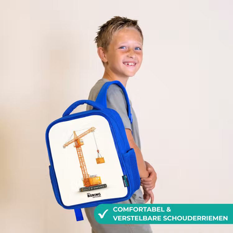 Kinderrugzak - Blauw - Torenkraan - Getekend - Oranje — 4
