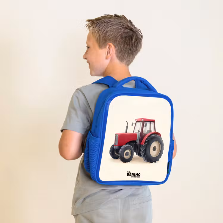 Kinderrugzak - Blauw - Tractor - Getekend - Rood — 3