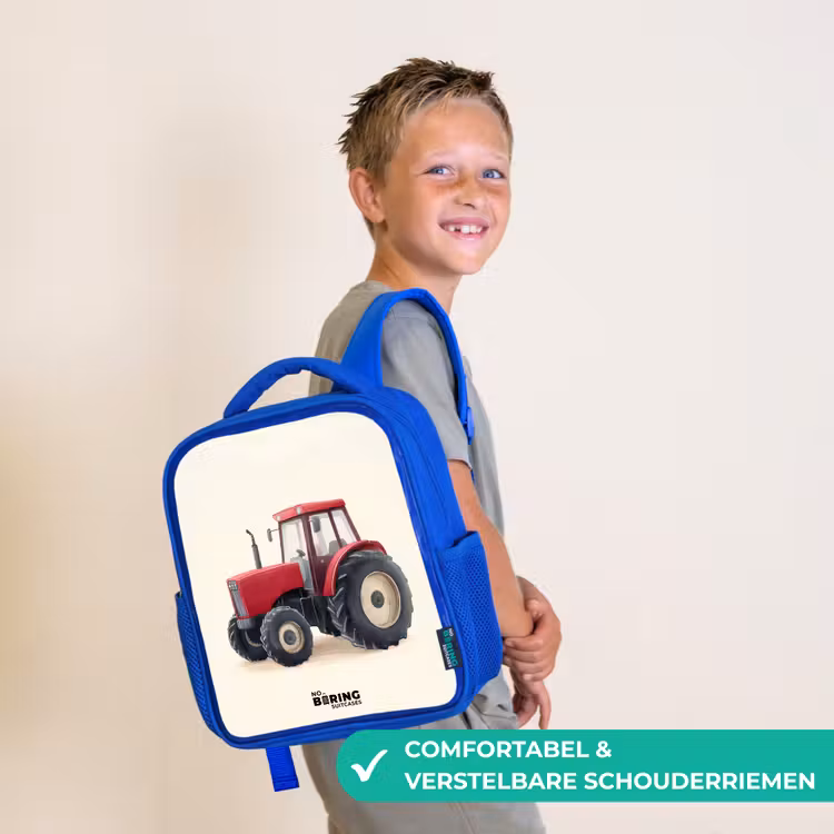 Kinderrugzak - Blauw - Tractor - Getekend - Rood — 4