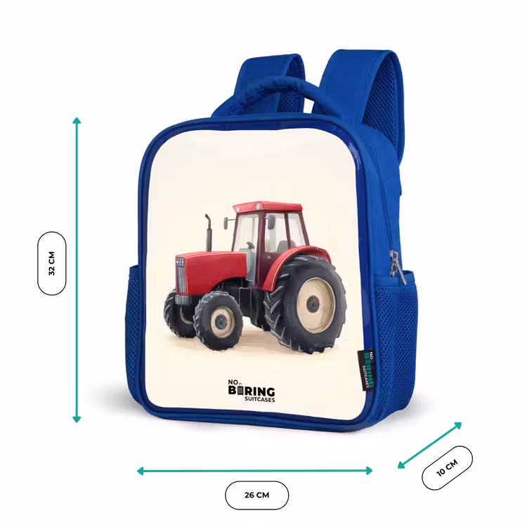 Kinderrugzak - Blauw - Tractor - Getekend - Rood — 5