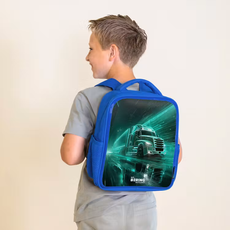 Kinderrugzak - Blauw - Vrachtwagen - Neon - Groen - Stad — 3