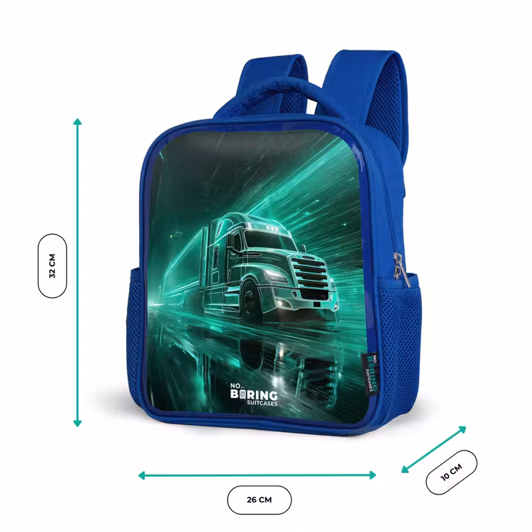 Kinderrugzak - Blauw - Vrachtwagen - Neon - Groen - Stad — 5