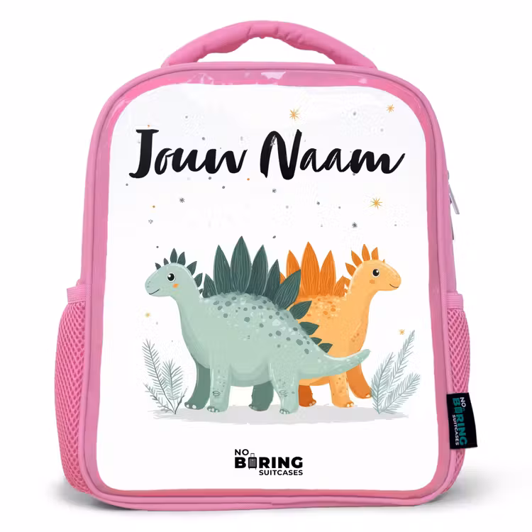 Kinderrugzak met naam - Roze - Dinos - Dieren - Sterren â 1