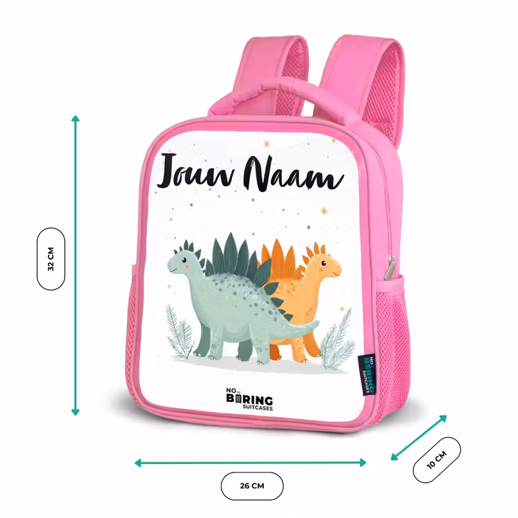 Kinderrugzak met naam - Roze - Dinos - Dieren - Sterren â 3