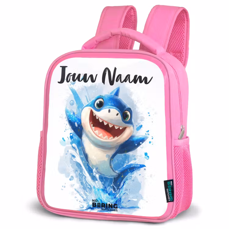 Kinderrugzak met naam - Roze - Haai - Tanden - Water — 4