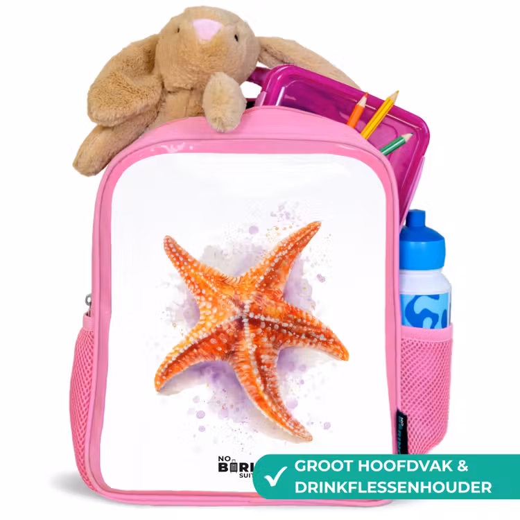 Kinderrugzak - Roze - Oranje Zeester Illustratie — 2