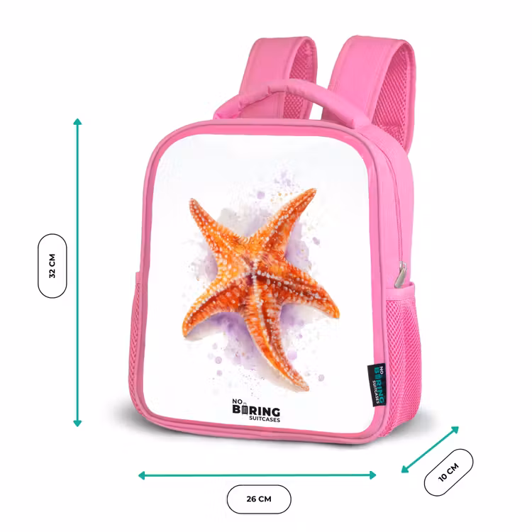 Kinderrugzak - Roze - Oranje Zeester Illustratie — 3