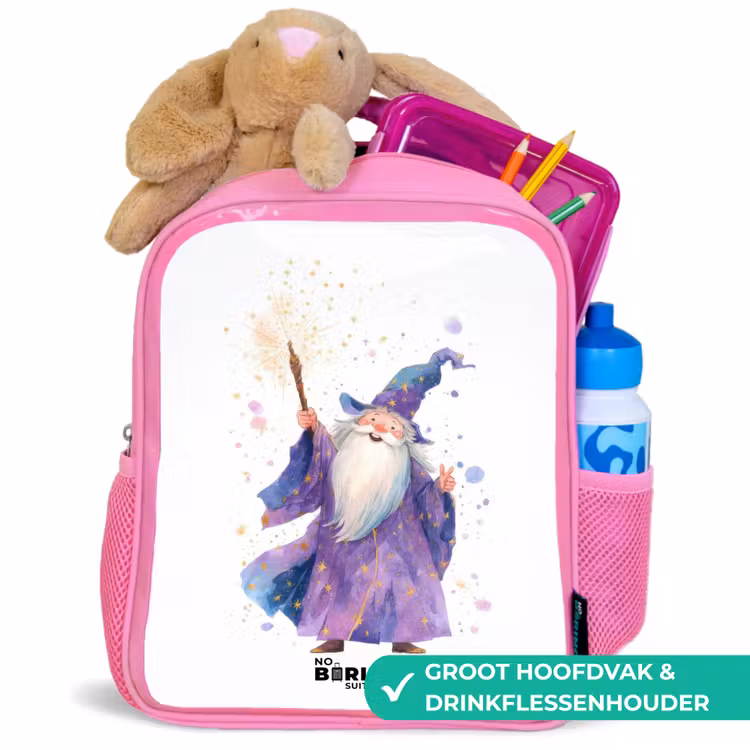 Kinderrugzak - Roze - Oude tovenaar met staf — 2