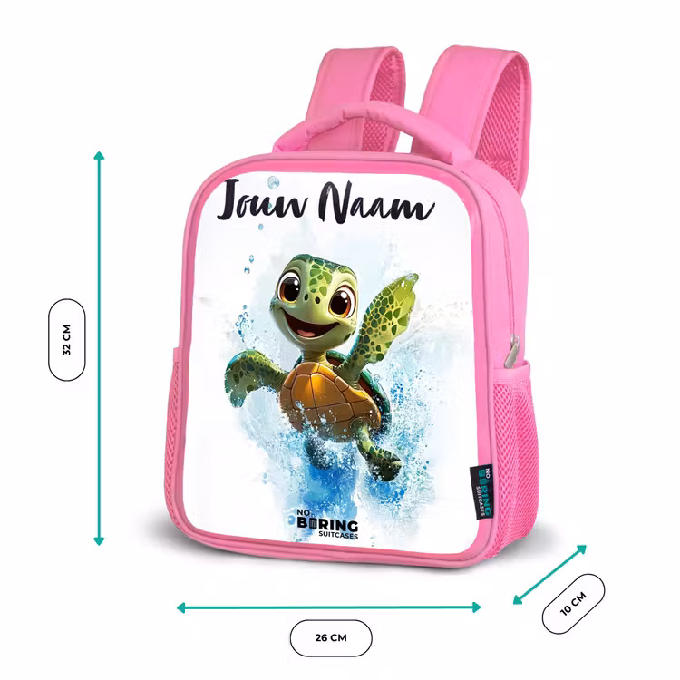 Kinderrugzak met naam - Roze - Schildpad - Water - Groen — 3