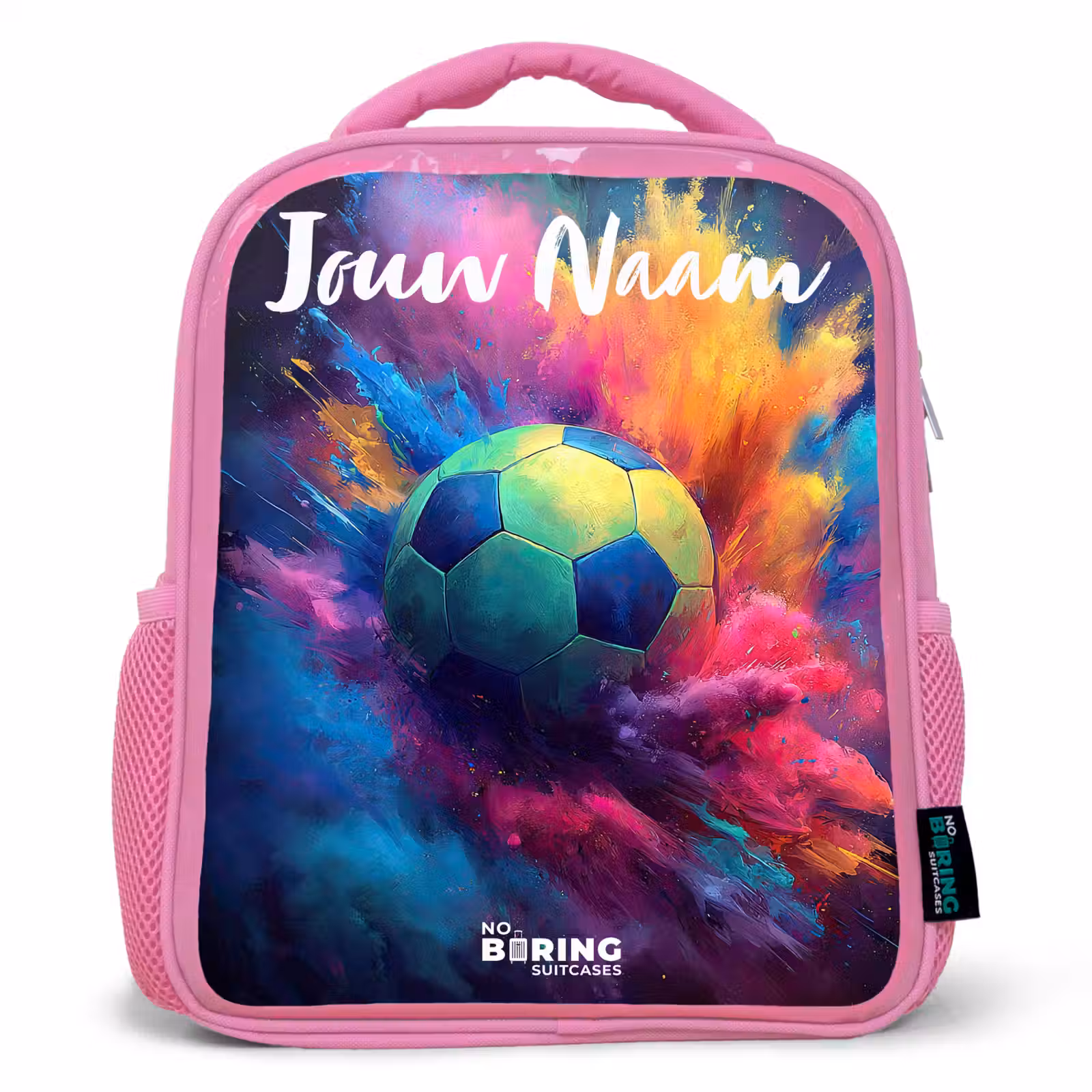 Kinderrugzak met naam - Roze - Neon - Bal - Kleurrijk — 1