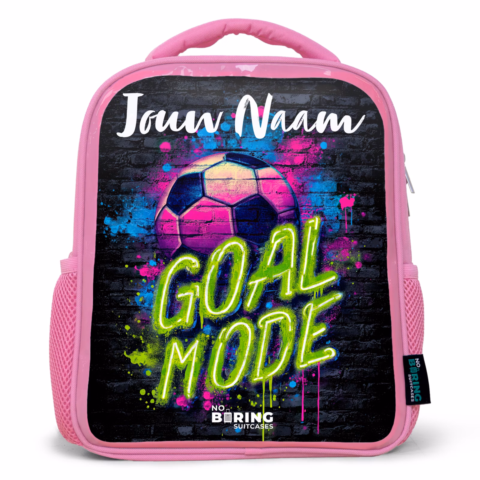Kinderrugzak met naam - Roze - Neon - Graffiti - Voetbal - Kleurrijk β 1