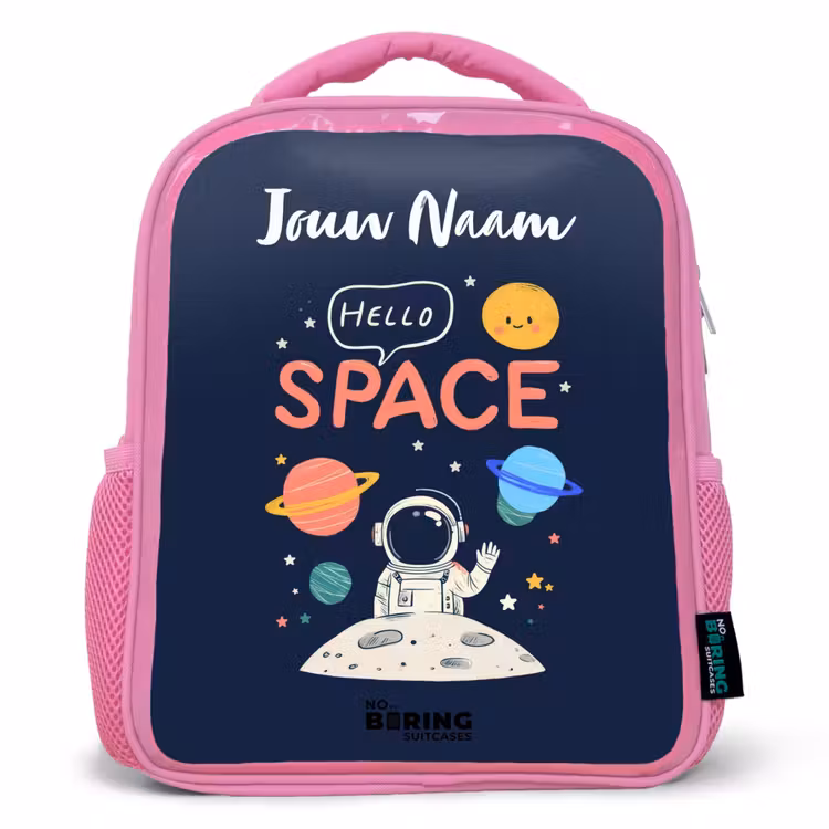 Kinderrugzak met naam - Roze - Astronaut - Quote - Planeten - Sterren β 1