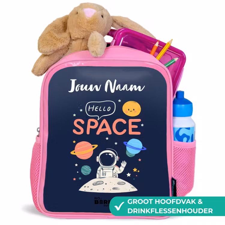 Kinderrugzak met naam - Roze - Astronaut - Quote - Planeten - Sterren β 2