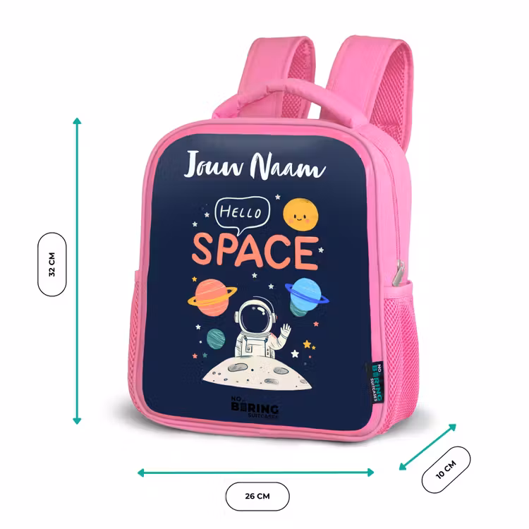 Kinderrugzak met naam - Roze - Astronaut - Quote - Planeten - Sterren β 3