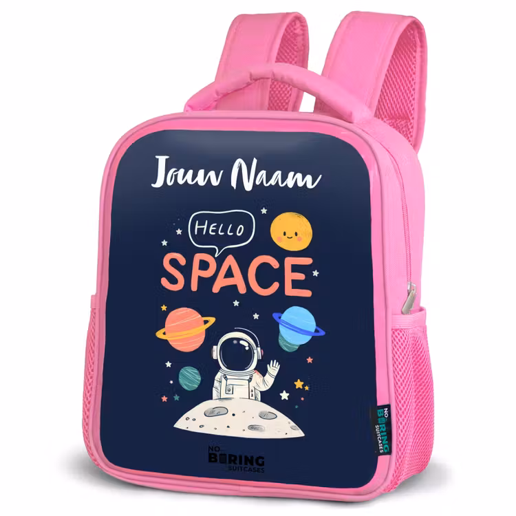 Kinderrugzak met naam - Roze - Astronaut - Quote - Planeten - Sterren β 4