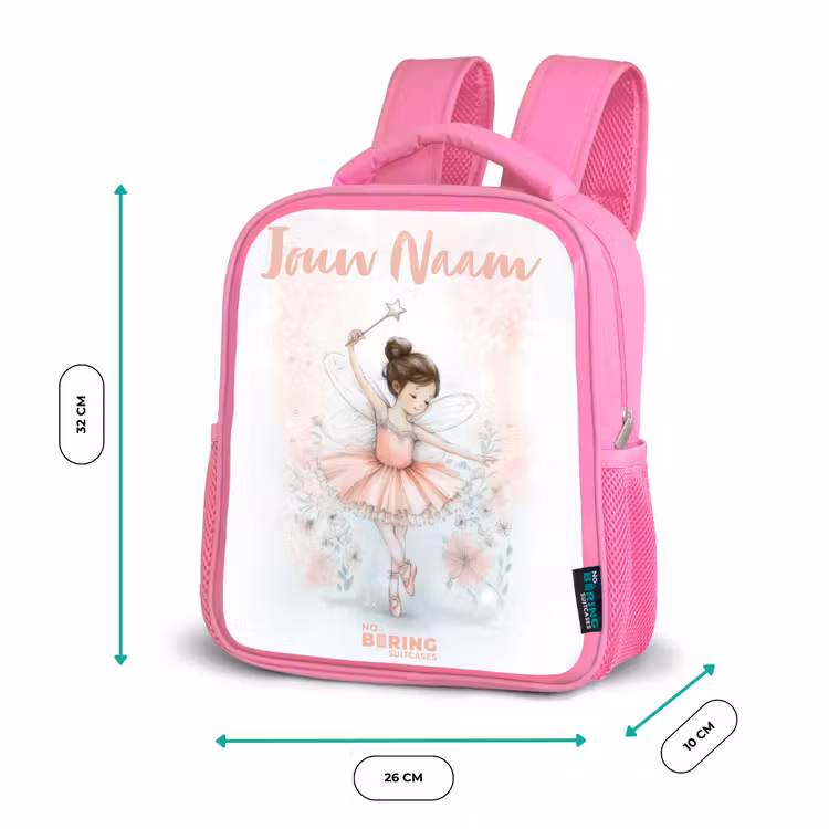 Kinderrugzak met naam - Roze - Ballerina - Elf - Fee — 3