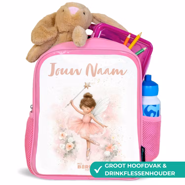 Kinderrugzak met naam - Roze - Ballerina fee in roze — 2