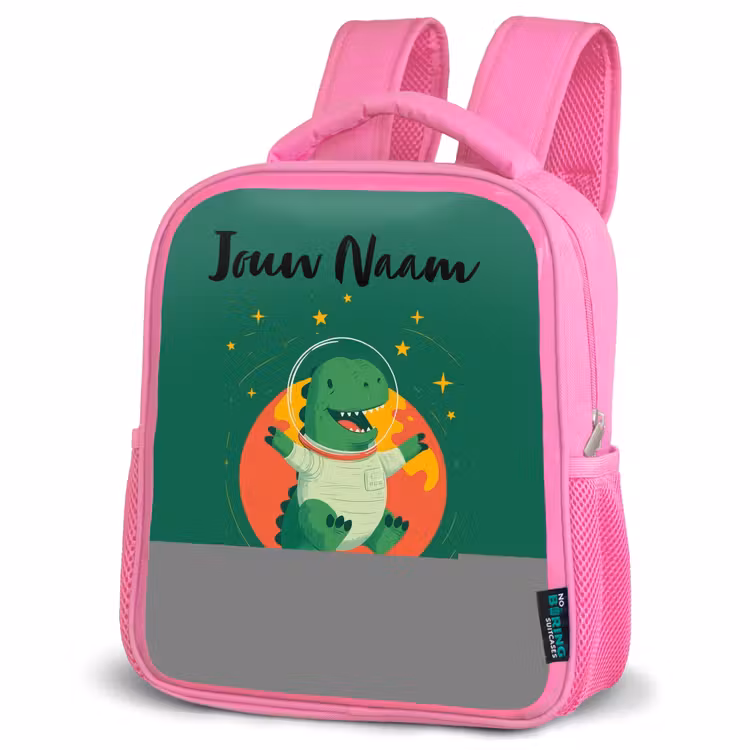Kinderrugzak met naam - Roze - Dino - Planeet - Sterren - Groen — 4
