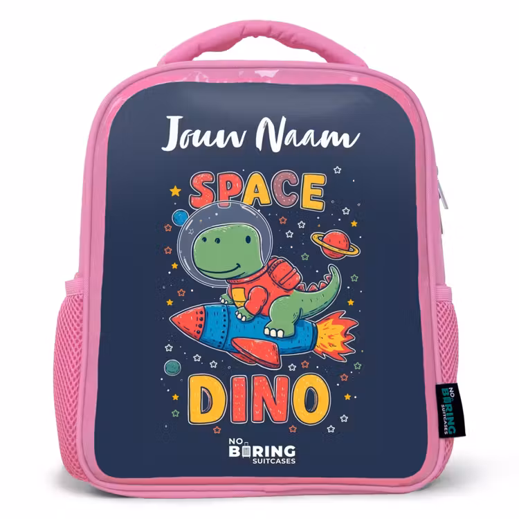 Kinderrugzak met naam - Roze - Dinosaurus - Groen - Raket - Sterrenhemel β 1