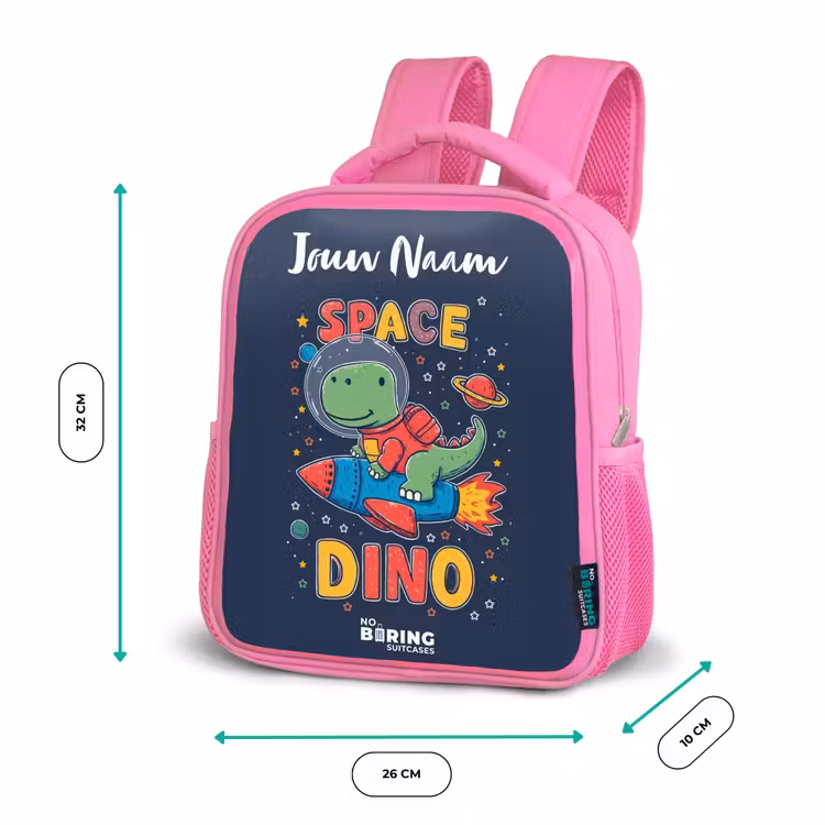 Kinderrugzak met naam - Roze - Dinosaurus - Groen - Raket - Sterrenhemel β 3