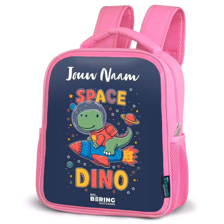 Kinderrugzak met naam - Roze - Dinosaurus - Groen - Raket - Sterrenhemel β 4