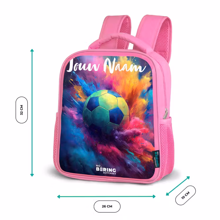 Kinderrugzak met naam - Roze - Neon - Bal - Kleurrijk — 3