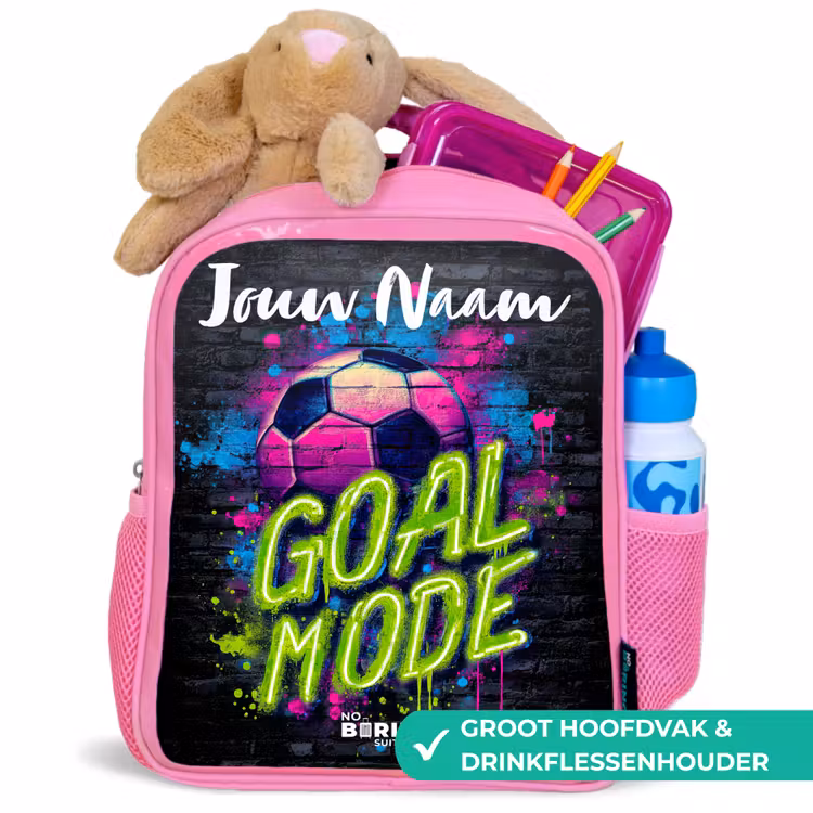 Kinderrugzak met naam - Roze - Neon - Graffiti - Voetbal - Kleurrijk β 2