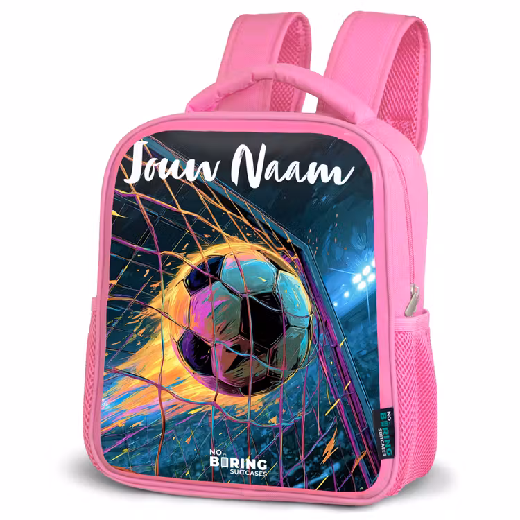 Kinderrugzak met naam - Roze - Neon - Net - Voetbal - Kleurrijk — 4
