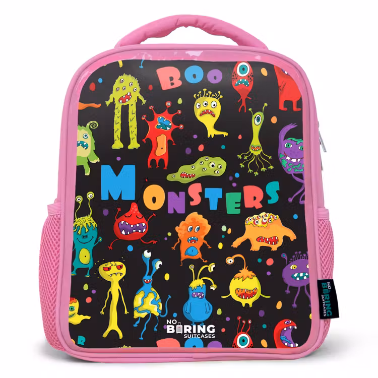 Kinderrugzak - Roze - Patroon van monsters — 1