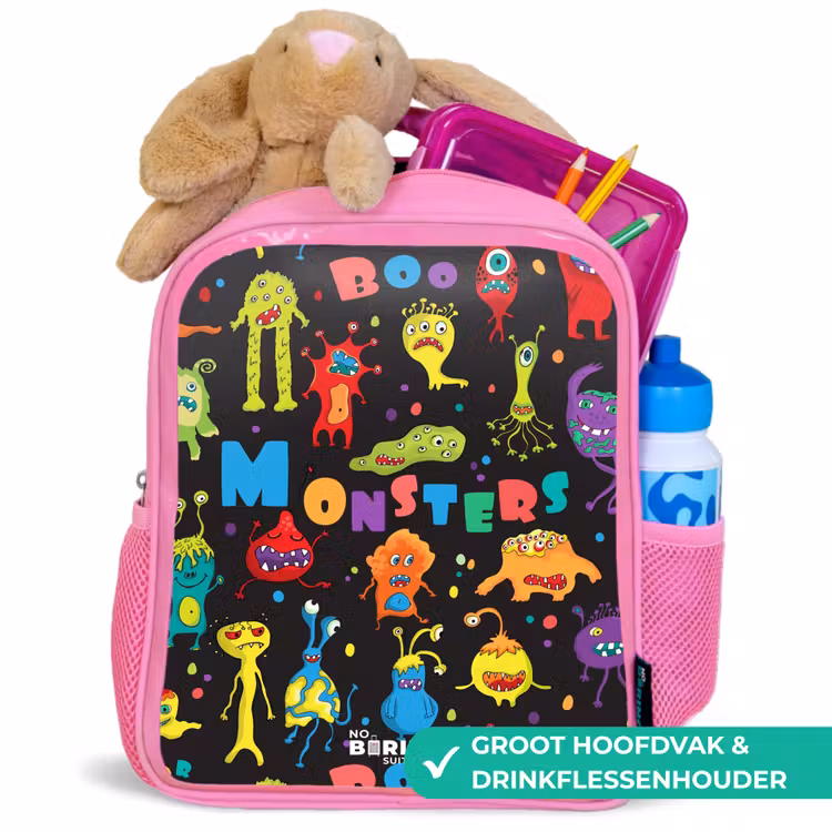Kinderrugzak - Roze - Patroon van monsters — 2