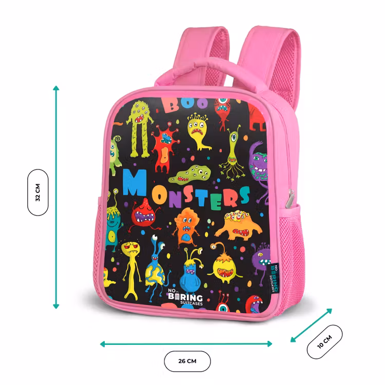 Kinderrugzak - Roze - Patroon van monsters — 3