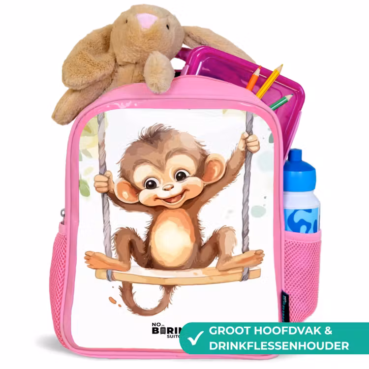 Kinderrugzak - Roze - Schommelende grote aap — 2