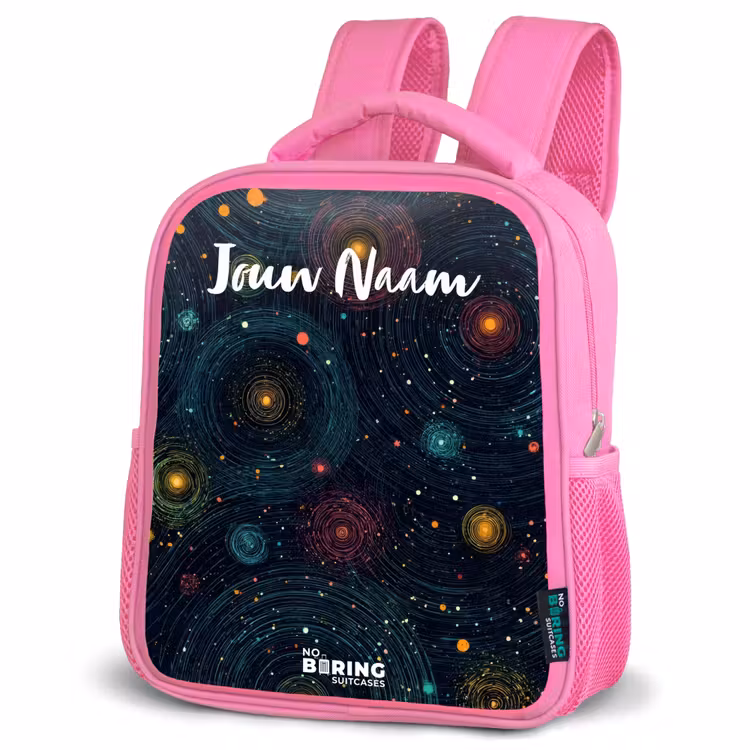Kinderrugzak met naam - Roze - Sterren - Planeten - Kleurrijk — 4