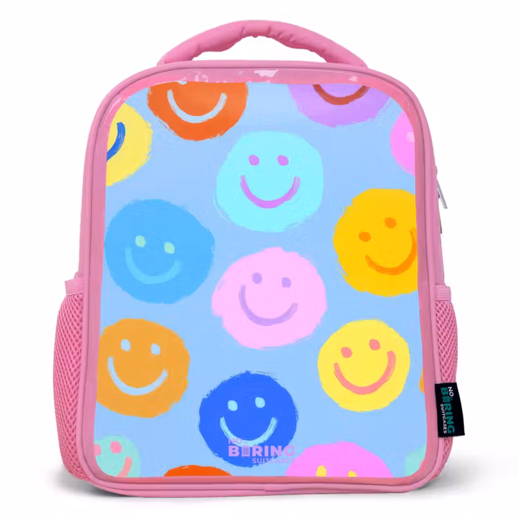 Kinderrugzak - Roze - Vrolijk patroon van smileys — 1