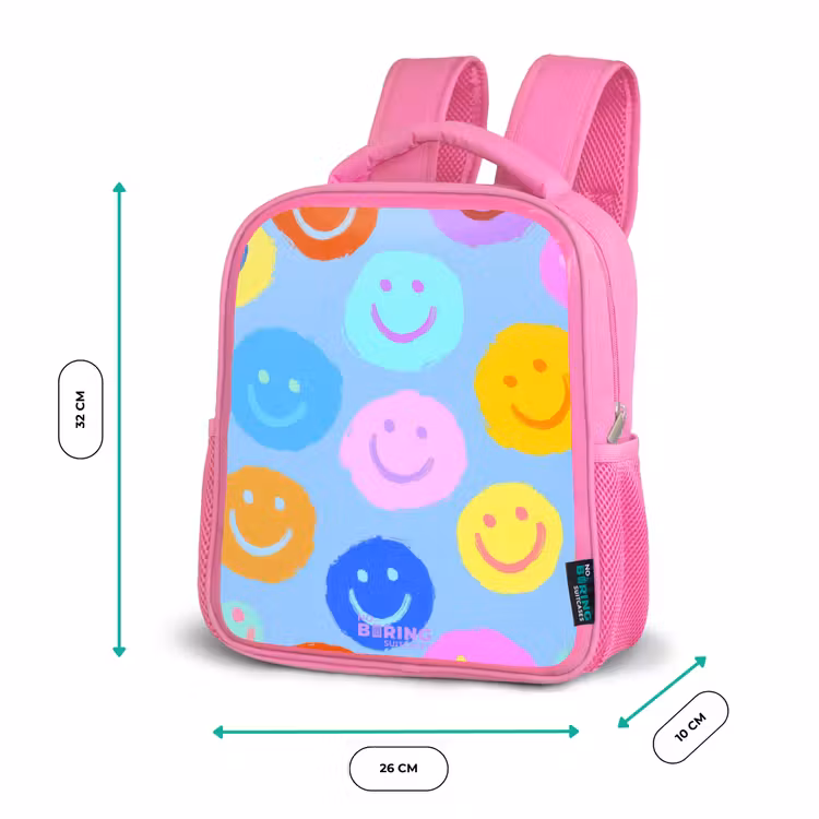 Kinderrugzak - Roze - Vrolijk patroon van smileys — 3