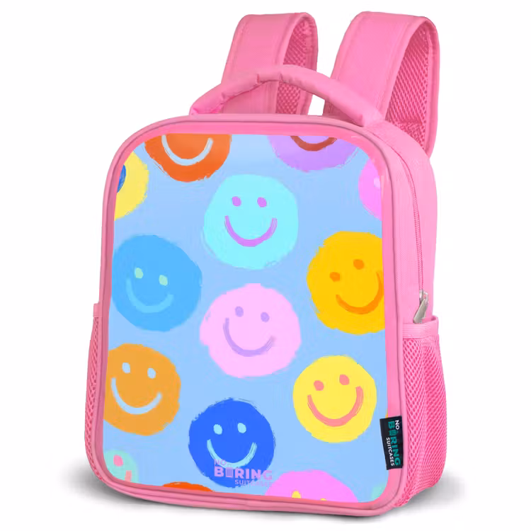 Kinderrugzak - Roze - Vrolijk patroon van smileys — 4