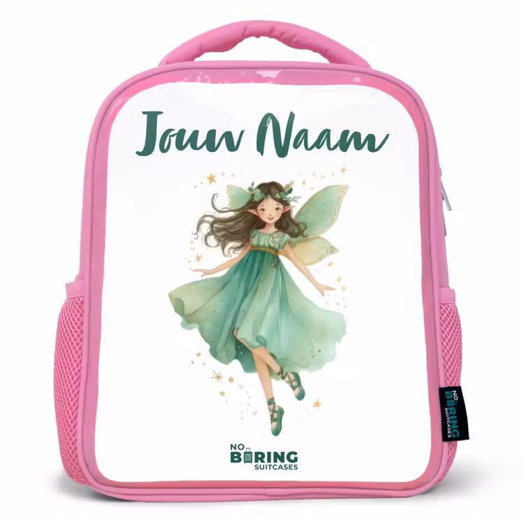 Kinderrugzak met naam - Roze - Zwevende groene elf — 1