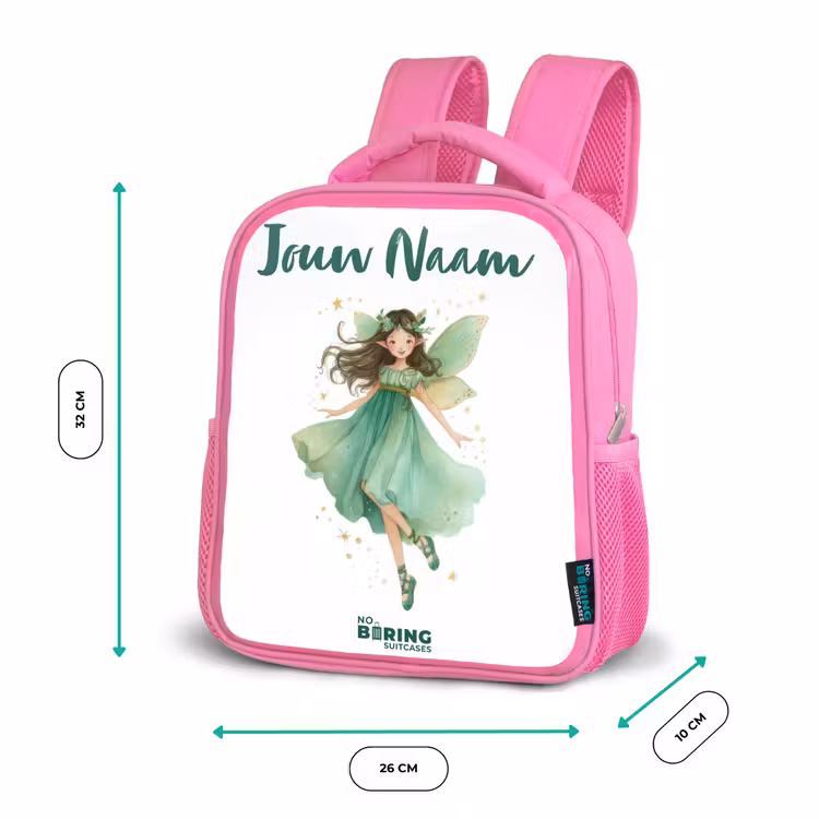 Kinderrugzak met naam - Roze - Zwevende groene elf — 3