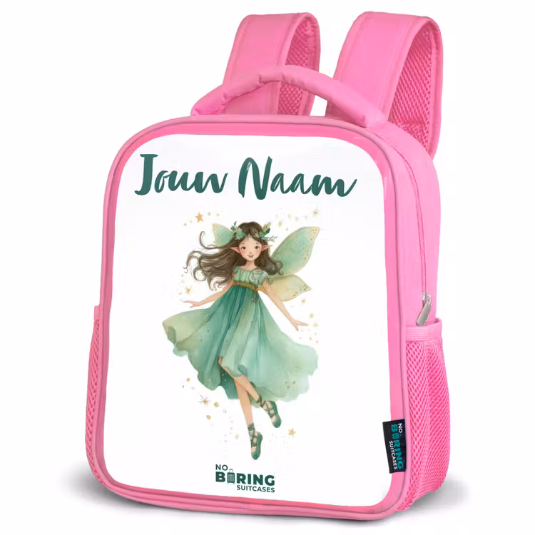 Kinderrugzak met naam - Roze - Zwevende groene elf — 4