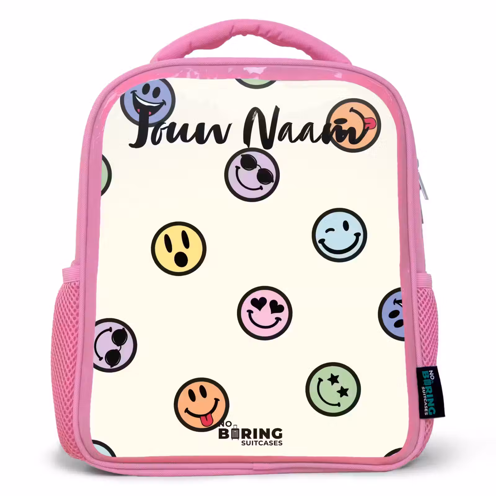 Kinderrugzak met naam - Roze - Speelse smiley-mix — 1