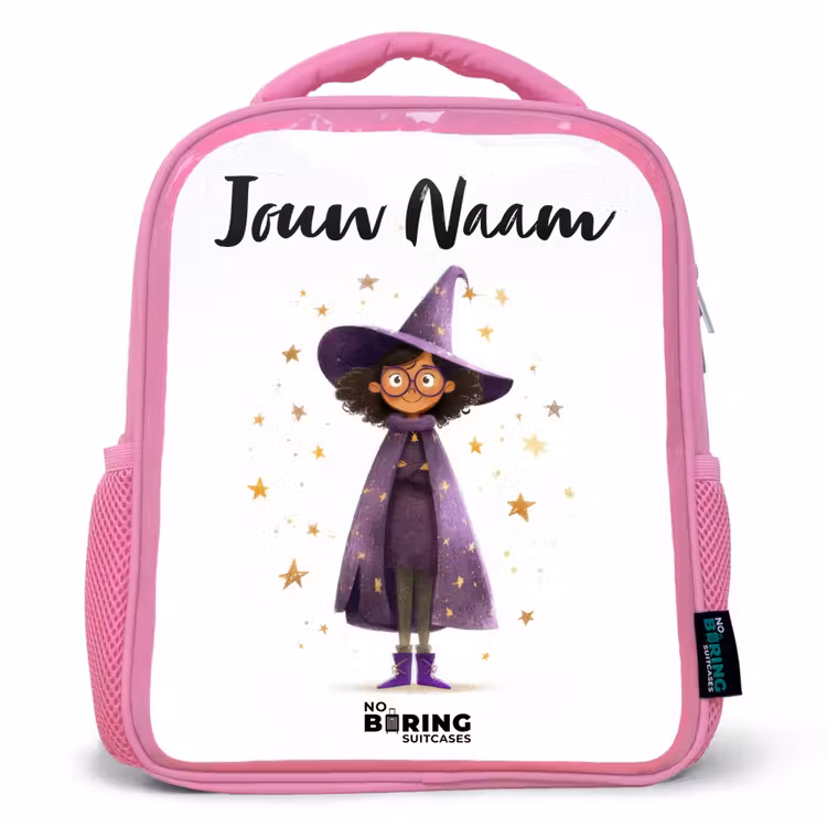 Kinderrugzak met naam - Roze - De paarse tovenaarsmantel — 1