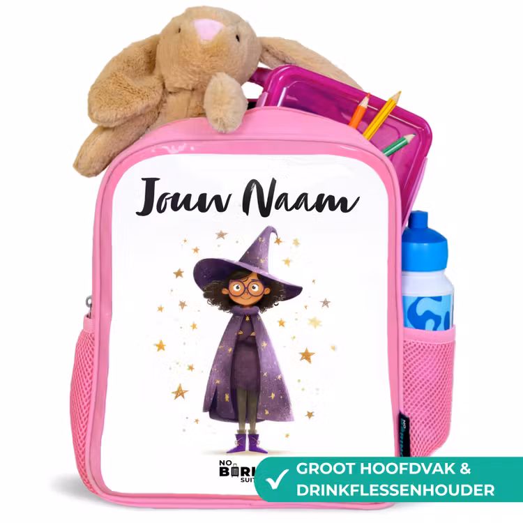 Kinderrugzak met naam - Roze - De paarse tovenaarsmantel — 2