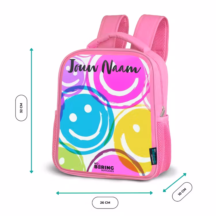 Kinderrugzak met naam - Roze - Kleurrijke glimlachexplosie — 3
