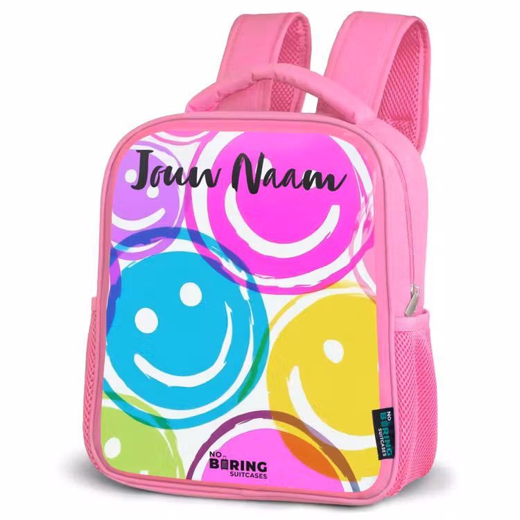 Kinderrugzak met naam - Roze - Kleurrijke glimlachexplosie — 4