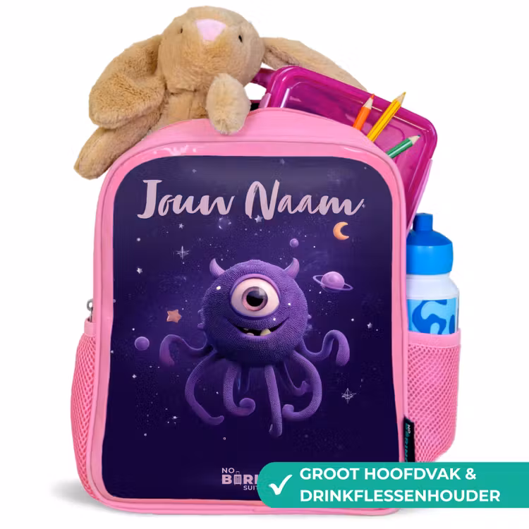 Kinderrugzak met naam - Roze - Kosmisch tentakelmonster â 2