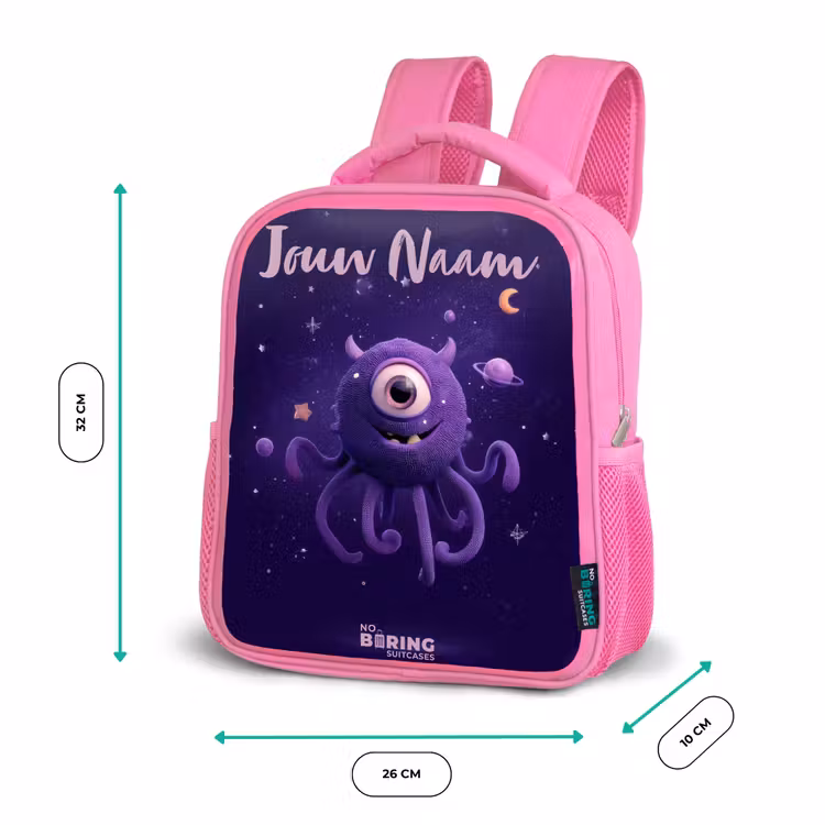 Kinderrugzak met naam - Roze - Kosmisch tentakelmonster â 3